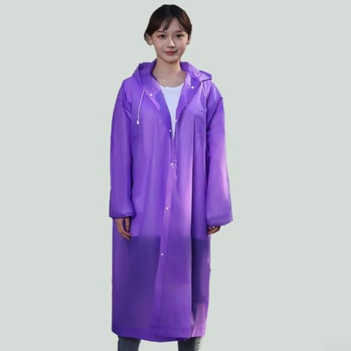 Langer wasserdichter Regenmantel mit Kapuze für Erwachsene, verdickter Regenmantel, geeignet für Wandern, Camping und Outdoor-Reisen (lila) von Sileduove