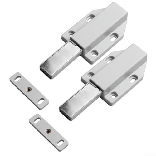 Magnetische Schiebetürschnalle für Schränke, Schubladen und Kleiderschränke, federbelasteter Kolben sorgt für sicheren Verschluss, Edelstahl und Aluminium (2) von Sileduove