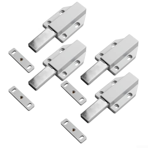 Magnetische Schiebetürschnalle für Schränke, Schubladen und Kleiderschränke, federbelasteter Kolben sorgt für sicheren Verschluss, Edelstahl und Aluminium (4) von Sileduove