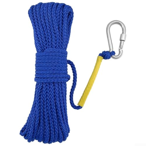 Outdoor Polypropylen Seil mit schwimmendem Hohldesign und Federhaken, geeignet für die Sicherung von Gegenständen im Luftsport und Klettersicherheit (blau) von Sileduove
