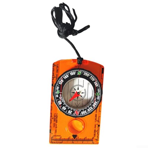 Outdoor für Kompass mit Kunststoffkonstruktion und detaillierten Kartenlesewerkzeugen inklusive drehbarer Lünette und Lupe für Navigation (Orange) von Sileduove