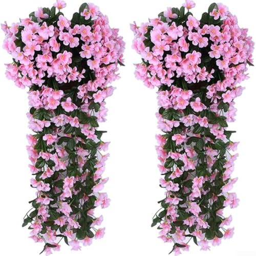 Sileduove 2 künstliche Glyzinien zum Aufhängen, dekorative Seidenranken für Gärten und Hochzeiten (Rosa) von Sileduove