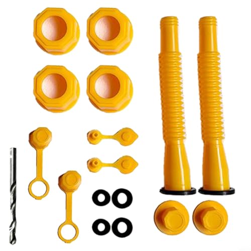 Sileduove Kraftstofftankdüsen-Ersatz-Set für 1,8 l Gasdosen, flexibler Ausgießer mit Schraube und Unterlegscheiben, 2-teiliges oder 4-teiliges Kunststoff-Rasenmäher-Teile-Set (2-teiliges Set gelb) von Sileduove