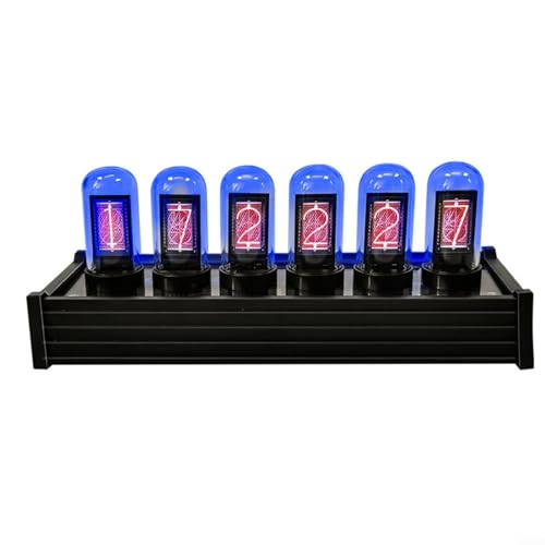 Sileduove Nixie Röhrenuhr, Nixie Tube Clock Stimmungsbeleuchtung Mit Stimmungsbeleuchtung, Digital Tube WiFi Time Desktop Desktop Digital, 210 x 82 x 80 mm von Sileduove