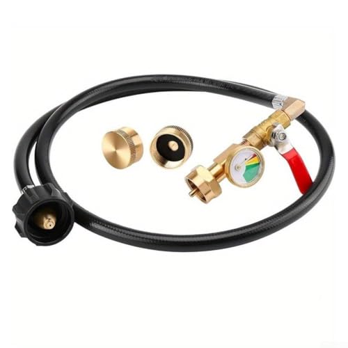 Sileduove Propan-Adapterschlauch mit Manometer, 2 Deckeln und im Dunkeln leuchtendem Gurt für QCC Propangas-Tanks mit Messingkonstruktion, 1,2 m Sileduove Propan-Adapterschlauch mit Manometer, 2 Deckeln und im Dunkeln leuchtendem Gurt für QCC Propangas-Tanks mit Messingkonstruktion, 1,2 m von Sileduove