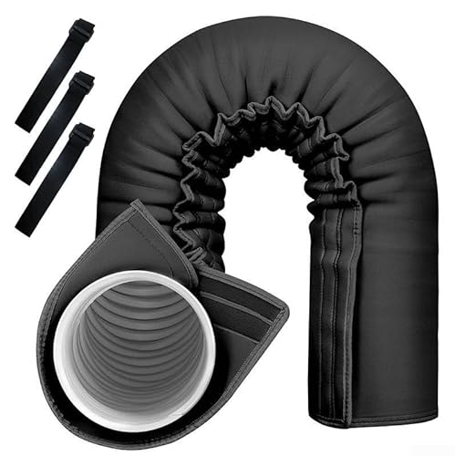 Thermo-Leckreduzierende Klimaanlagen-Schlauchabdeckung für 12,7 cm, 12,7 cm, 22,9 cm Auspuffkanäle mit dreilagiger Isolierung und Easy Wrap Design (schwarz) von Sileduove