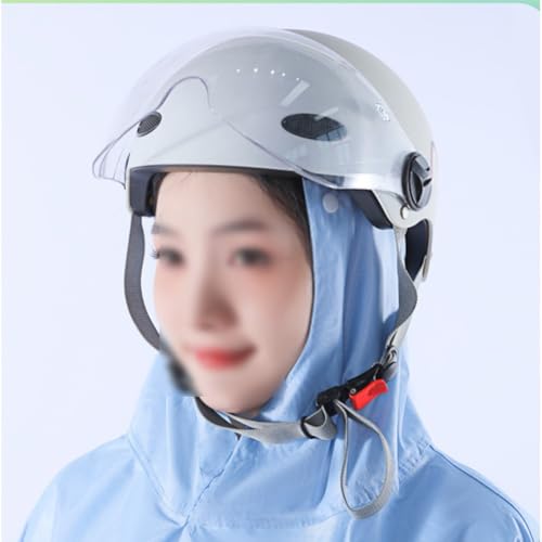 Verdickte, abnehmbare Regenhaube mit doppelter Krempe für Helmträger, wasserdichtes und winddichtes Material, entworfen für Schutz vor rauem Wetter (Hellblau-12XL) von Sileduove