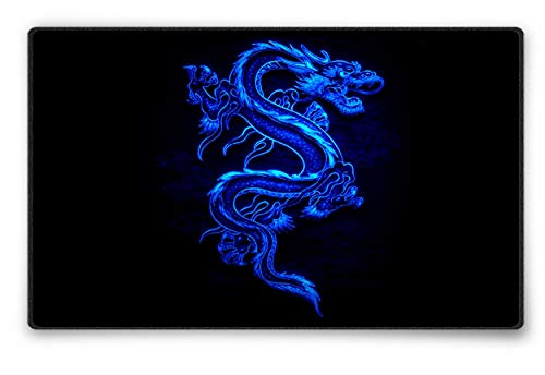 Silent Monsters Mauspad 360 x 250 mm Stoff Mousepad Drache blau - Vernähter Rand, rutschfest & leise, Gaming Büro Office Homeoffice - 36 x 25 cm Mouse Pad Mat - Mausunterlage für alle Maus Arten von Silent Monsters