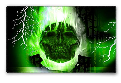Silent Monsters Mauspad 360 x 250 mm Stoff Mousepad Totenkopf grün - Vernähter Rand, rutschfest & leise, Gaming Büro Office Homeoffice - 36 x 25 cm Mouse Pad Mat - Mausunterlage für alle Maus Arten von Silent Monsters