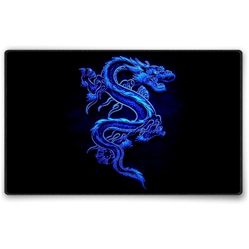 Silent Monsters Mauspad 240 x 200 mm Stoff Mousepad Drache blau - Vernähter Rand, rutschfest & leise, für Gaming Büro Office Homeoffice - 24 x 20 cm Mouse Pad Mat - Mausunterlage klein alle Maus Arten von Silent Monsters