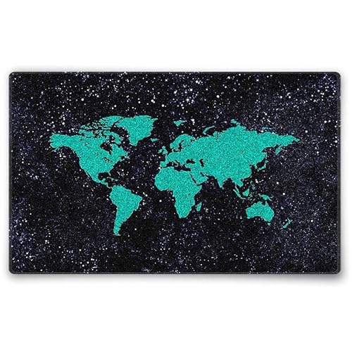 Silent Monsters Mauspad 240 x 200 mm Stoff Mousepad Weltkarte grün - Vernähter Rand, rutschfest & leise, Gaming Büro Office Homeoffice - 24 x 20 cm Mouse Pad Mat - Mausunterlage klein alle Maus Arten von Silent Monsters