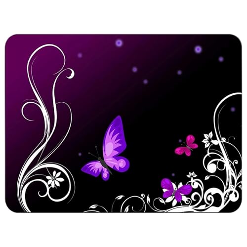 Silent Monsters Mauspad 360 x 250 mm Stoff Mousepad Lila Schmetterling, rutschfest & leise, für Gaming Büro Office Homeoffice - 36 x 25 cm Mouse Pad Mat - Mausunterlage klein für alle Maus Arten von Silent Monsters