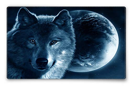 Silent Monsters Mauspad 360 x 250 mm Stoff Mousepad Wolf - Vernähter Rand, rutschfest & leise, Gaming Büro Office Homeoffice - 36 x 25 cm Mouse Pad Mat - Mausunterlage für alle Maus Arten von Silent Monsters