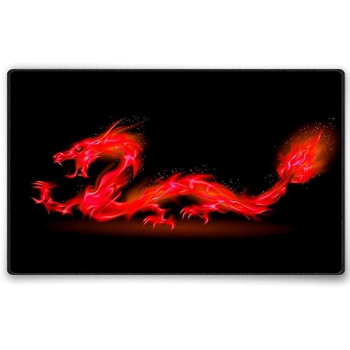 Silent Monsters Mauspad 240 x 200 mm Stoff Mousepad Drache rot - Vernähter Rand, rutschfest & leise, für Gaming Büro Office Homeoffice - 24 x 20 cm Mouse Pad Mat - Mausunterlage klein alle Maus Arten von Silent Monsters