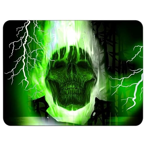 Silent Monsters Mauspad 240 x 200 mm Stoff Mousepad Grüner Totenkopf Schädel, rutschfest & leise, für Gaming Büro Office Homeoffice - 24 x 20 cm Mouse Pad Mat - Mausunterlage klein für alle Maus Arten von Silent Monsters