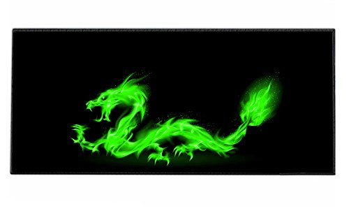 Silent Monsters Mauspad XXL 900 x 400 mm großes Mousepad Feuer Drache - Vernähter Rand, rutschfest & leise, für Gaming Büro Office Homeoffice - Tastatur - 90 x 40 cm groß Mouse Pad Mat alle Maus Arten von Silent Monsters