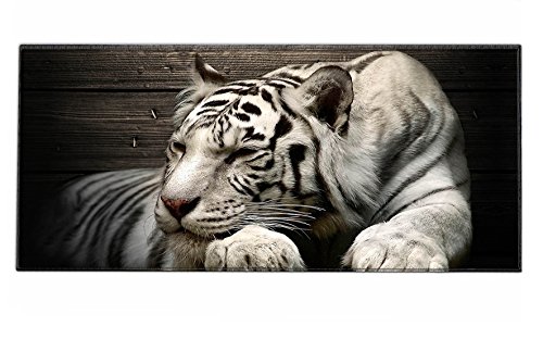 Silent Monsters Mauspad XXL 900 x 400 mm großes Mousepad Tiger weiß - Vernähter Rand, rutschfest & leise, für Gaming Büro Office Homeoffice - Tastatur - 90 x 40 cm groß Mouse Pad Mat - alle Maus Arten von Silent Monsters