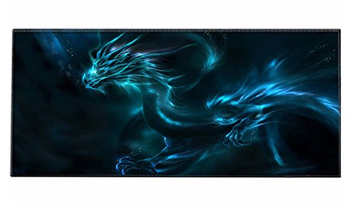 Silent Monsters Mauspad XXL 900 x 400 mm großes Mousepad Drache - Vernähter Rand, rutschfest & leise, für Gaming Büro Office Homeoffice - Tastatur - 90 x 40 cm groß Mouse Pad Mat - alle Maus Arten von Silent Monsters