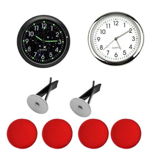 2 Stücke Mini-Fahrzeug-Armaturenbrettuhr, Autouhr Selbstklebend Leuchtende, Auto Lüftungsschlitz Clip Uhr, Mit Doppelseitigem Aufkleber und Lüftungsclip, für Auto Lnnendekoration Geeignet von Silent-Qiaoyou