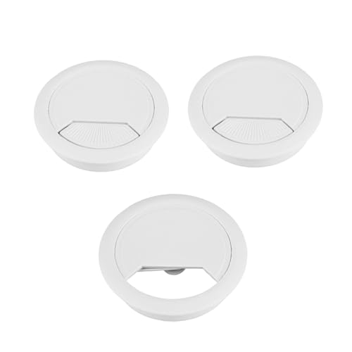 3 Stück Kabeldurchführung Schreibtisch, Kabeldurchlass 60mm Schreibtisch, Kabelführung zum Eindrücken, Kabeldose Edelstahl weiß lackiert 60 mm, für Schreibtische, Büro & Arbeitsplatten von Silent-Qiaoyou