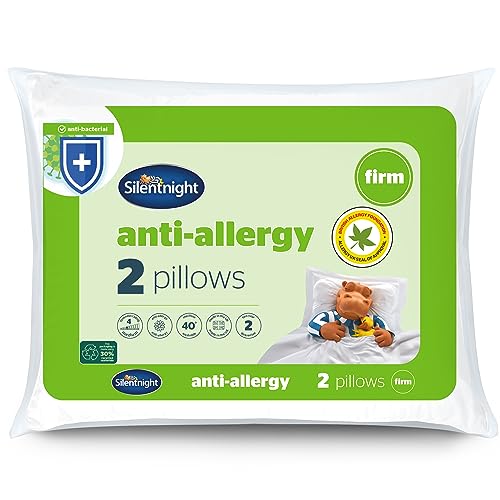Silentnight Anti-Allergie-Kissen, festes Stützkissen mit Faserkern, ideal für Seitenschläfer, Nacken- und Schulterschmerzen, hypoallergen, 2 Stück, Weiß von Silentnight