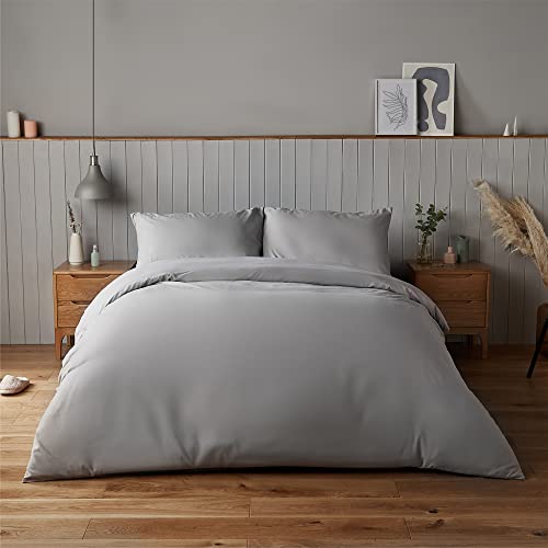 Silentnight Supersoft Collection Bettbezug-Set, Taubengrau, superweich, kuschelig, pflegeleicht, für Kingsize-Bett (220 x 230 cm) + 2 passende Kissenbezüge von Silentnight