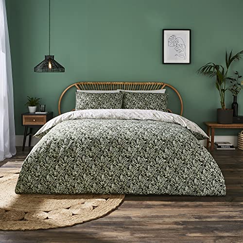 Silentnight Woodland Tree Green Bettbezug-Set – Wende-Bettwäsche-Set für Einzelbetten mit passendem Kissenbezug aus nachhaltiger Baumwolle und recyceltem Polyester – Einzelbett – 135 x 200 cm – Grün von Silentnight