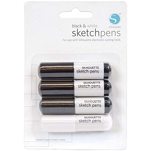 Silhouette America 356234 Zeichenstifte für Hobbyplotter, Kunststoff, Schwarz/Weiß, 4 Stück (1er Pack) von Silhouette America