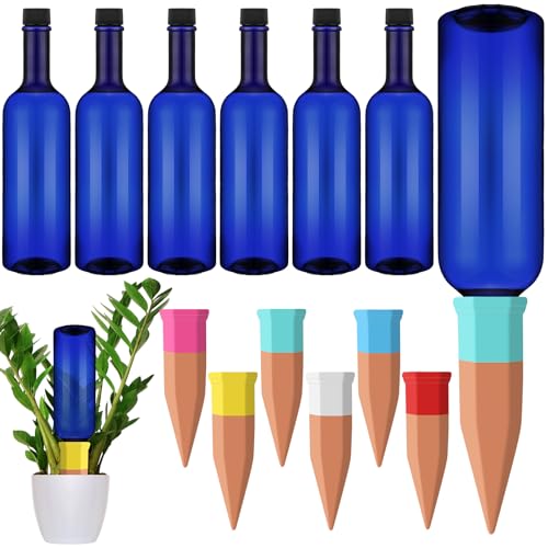 SiliFine 6 Sets Pflanzenbewässerungsgeräte enthalten terrakottafarbene selbstbewässernde Spikes und 740 ml Kunststoffflaschen, langsames Freisetzen, automatisches Pflanzenbewässerungsgerät (blau und SiliFine 6 Sets Pflanzenbewässerungsgeräte enthalten terrakottafarbene selbstbewässernde Spikes und 740 ml Kunststoffflaschen, langsames Freisetzen, automatisches Pflanzenbewässerungsgerät (blau und von SiliFine