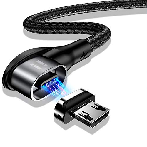 2m 90 Grad PLATINUM Nylon Magnet Micro USB Schnellladekabel Quick Charge 3.0 Datenkabel - 1x Winkel Kabel + 1x Micro USB Stecker von SilicOne