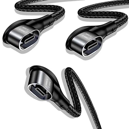 3x 1m 90 Grad PLATINUM Nylon Magnet USB Schnellladekabel Quick Charge 3.0 Datenkabel - 3x Winkel Kabel ohne Stecker von SilicOne