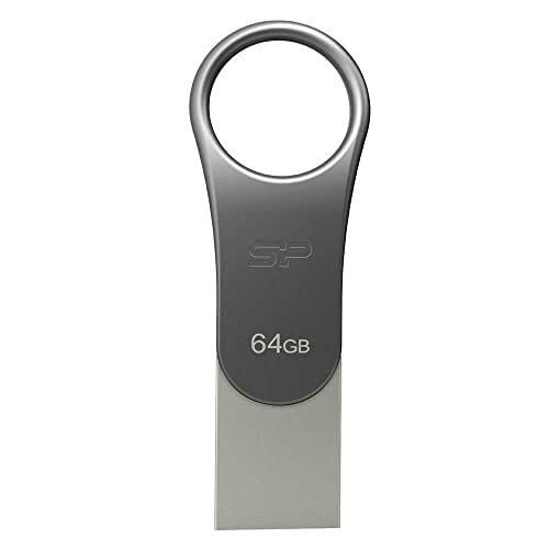 Silicon Power 64 GB Mobile C80 Dual Speicherstick für der U89 Mobile Geräte bereit – Titan/Zink von SP Silicon Power