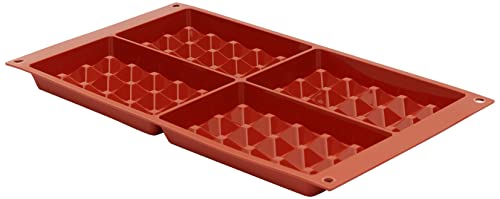Silikomart | SF155 Silikonform für Monoportionen WAFFEL CLASSIC, Antihaftbeschichtung, 4 Hohlräume, 1er Pack Kuchenform, 130 x 81 h 17 mm 4 x 137 ml Total 548 ml von silikomart