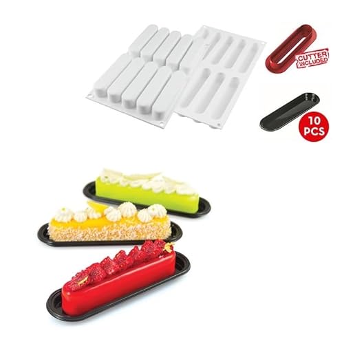 Unbekannt Fashion Eclair - STAMPO in Silicone 130X25 H 25 mm + 10 VASSOI + Cutter von silikomart