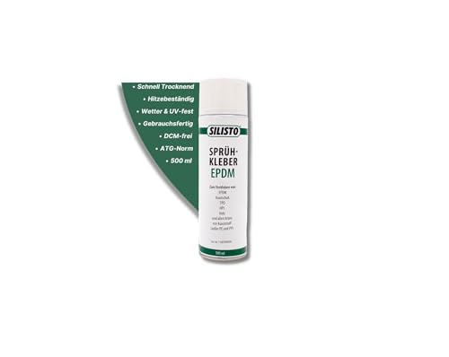SILISTO Sprühkleber EPDM 2x 500ml - Textilkleber, Bastelkleber, Schuhkleber, Stoffkleber, Lederkleber, Hitzebeständiger Kleber, Folienkleber auf Holz, Beton, Metall und andere Stoffe geeignet von SILISTO