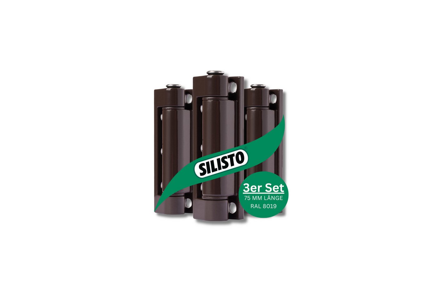Silisto Fensterbeschlag 3x Türscharnier Fensterband Weiß oder Braun für Türen und Fenster (75 mm, 3 St., Seitlich oder oben montierbar für Kippfenster sowie Türen), Kunststoffbuchsen für sanftes Öffnen und Schließen von Silisto