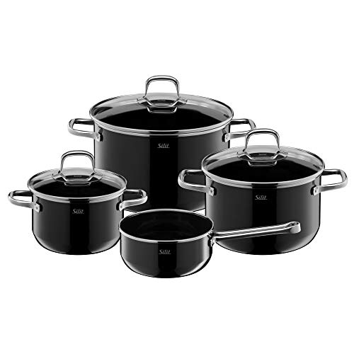 Silit Elegance Line Topfset Induktion 4-teilig, Kochtopf Set mit Glasdeckel, Silargan Funktionskeramik, Induktions Töpfe Set nickelfrei von Silit
