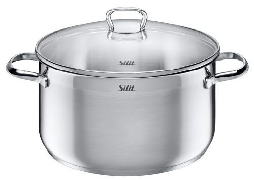 Silit Fleischtopf 16 cm 2 Liter Toskana Schüttrand Glasdeckel Edelstahl teilmattiert induktionsgeeignet von Silit