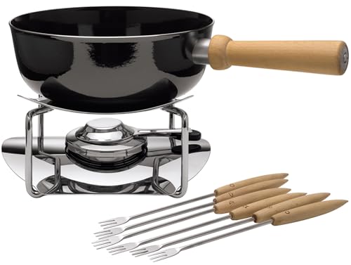 Silit Käsefondue-Set 9-teilig, Fondue für 6 Personen, Silargan Funktionskeramik, Induktion, spülmaschinengeeignet, Kasserolle Rechaud Brenner Fonduegabeln von Silit