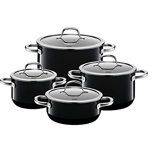 Silit Passion Black Topfset Induktion 4-teilig, Kochtopf Set mit Glasdeckel, Silargan Funktionskeramik, Induktions Töpfe Set nickelfrei, schwarz Silit Passion Black Topfset Induktion 4-teilig, Kochtopf Set mit Glasdeckel, Silargan Funktionskeramik, Induktions Töpfe Set nickelfrei, schwarz von Silit