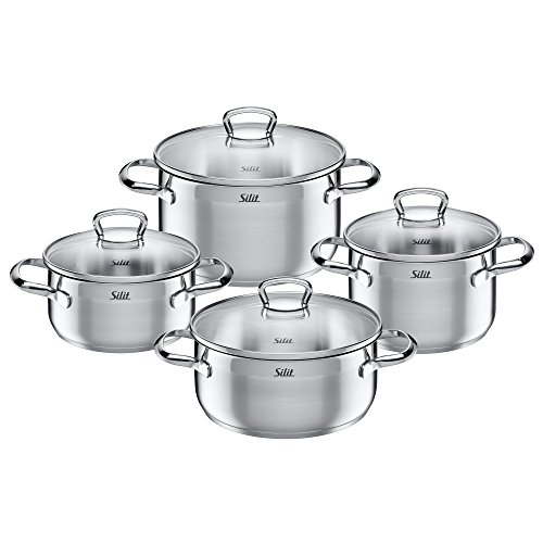 Silit Toskana Topfset Induktion 4-teilig, Kochtopf Set mit Glasdeckel, Edelstahl teilmattiert, Induktions Töpfe Set unbeschichtet Silit Toskana Topfset Induktion 4-teilig, Kochtopf Set mit Glasdeckel, Edelstahl teilmattiert, Induktions Töpfe Set unbeschichtet von Silit