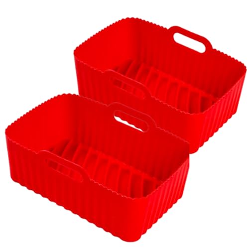 Siliz Airfryer Silikoneinlagen für Ninja, 2 Stück Rot, wiederverwendbare Silikon-Airfryer-Einlagen, Ersatz für Einweg-Pergamentpapier-Einlagen, Airfryer-Zubehör ninja heißluftfritteuse von Siliz