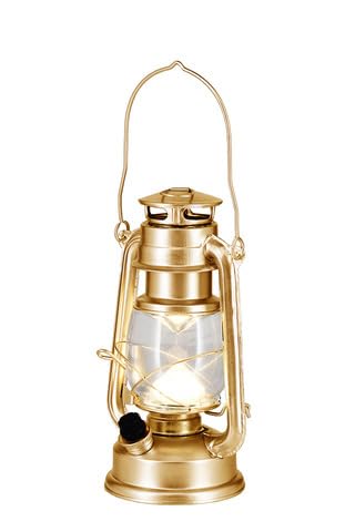 2 Gold LED Hurricane Gartenlaterne Gold Metall Hängende Außenleuchte 12 Dimmbare Warmweiße LEDs Batteriebetrieben von Silk Flower Warehouse