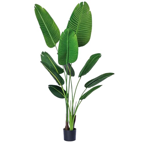 One 5 foot Artificial Silk Bird of Paradise Palm Tree Potted Plant von Bagari Store