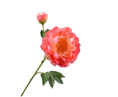 Silk-ka Künstliche Blume, Seidenblume, Pfingstrosenzweig, lachsrosa, 79 cm von Silk-ka