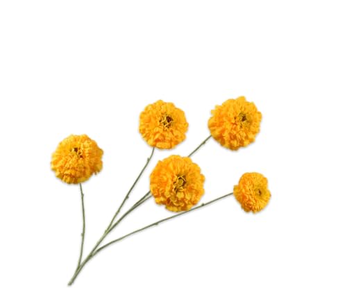 Silk-ka Künstliche Blume – Seidenblume, Tagetes-Zweig, gelb, 91 cm von Silk-ka