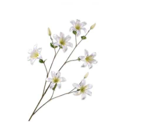 Silk-ka Künstliche Blume – Seidenblume, Zweig Clematis, Creme, 114 cm von Silk-ka