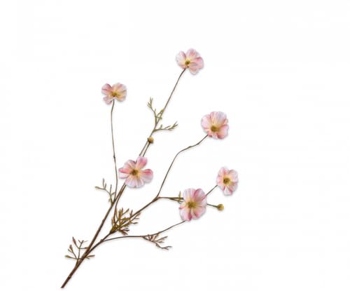 Silk-ka Künstliche Blumen-Seidenblumen-Körbchenzweig „Real Touch“ Creme-Pink 77 cm pro 2 Stück von Silk-ka
