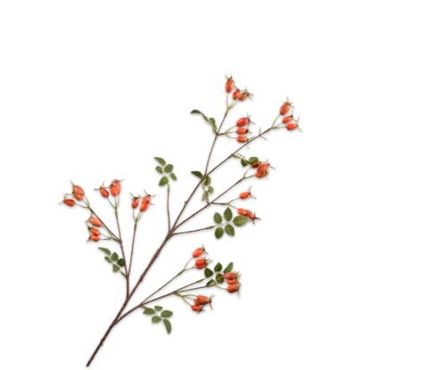 Silk-ka Kunstblume-Kunstzweig Hagebuttenzweig Orange 95 cm von Silk-ka