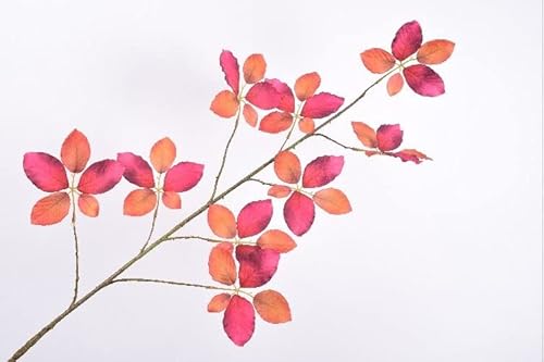 Silk-ka Kunstblume-Seidenblume-Blatt Zweig Orange-Pink 114 cm von Silk-ka